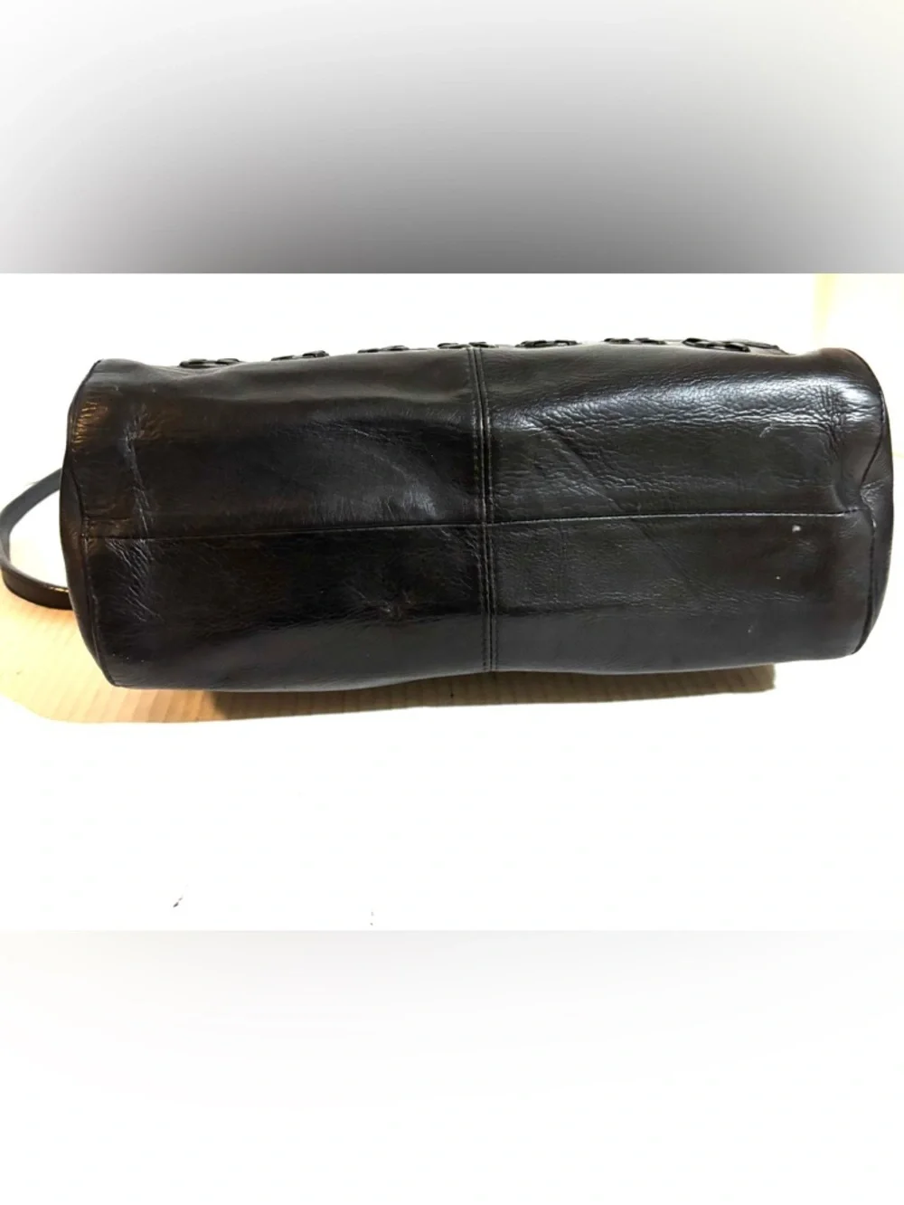 Black Leather Top-Handle Crossbody Bag